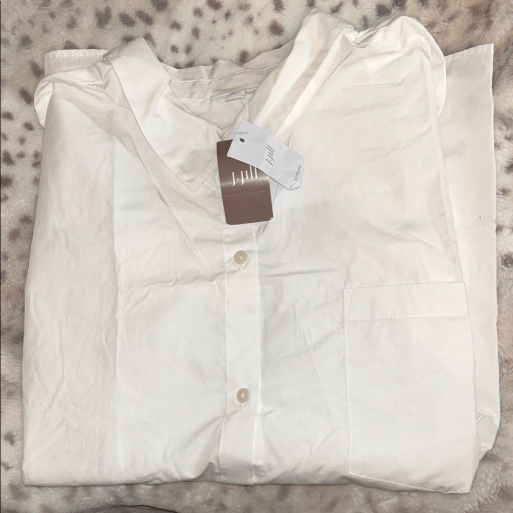 J. Jill White Casual Button Down Shirt